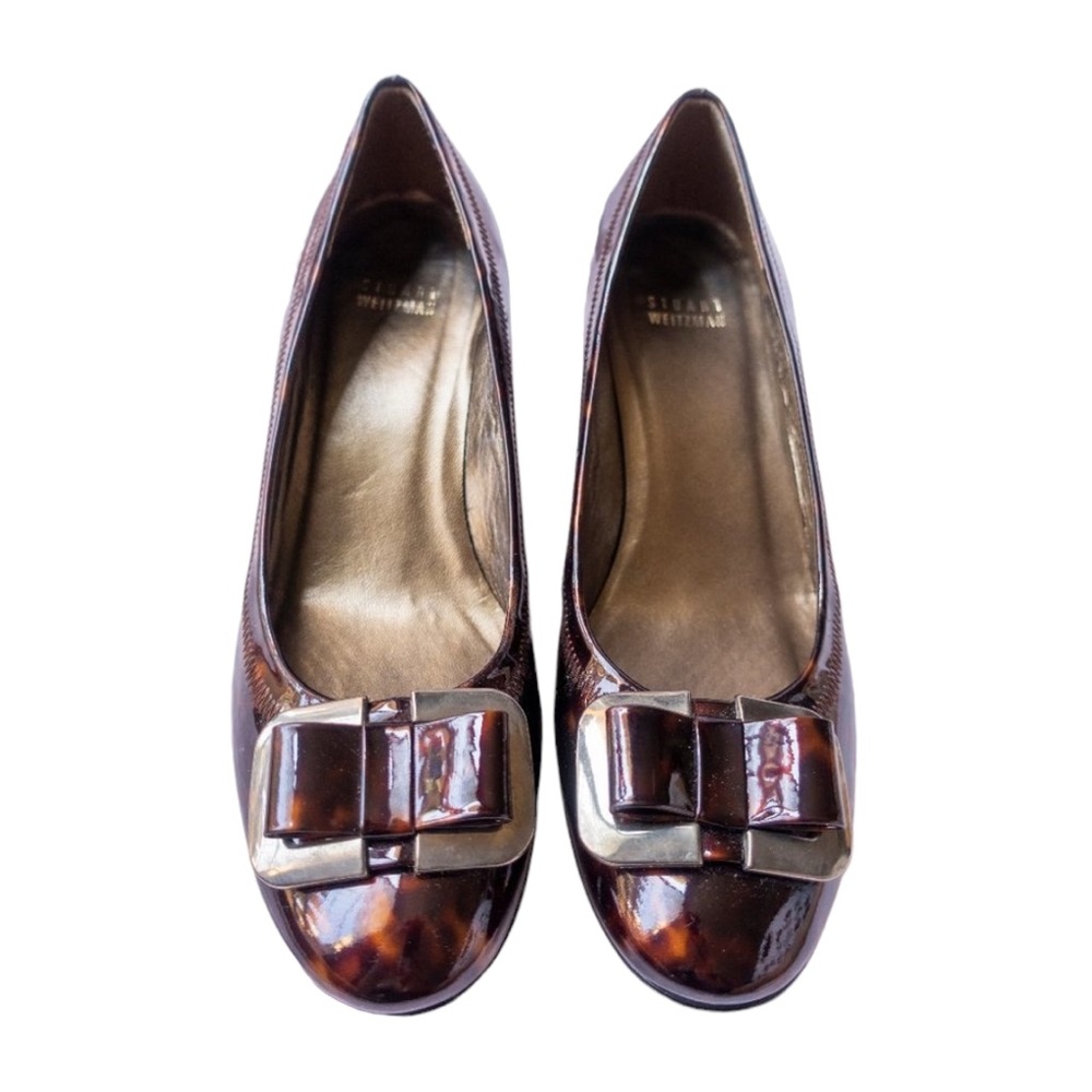 Stuart Weitzman Wedge Tortoise Shell Leather Wedg… - image 3